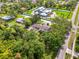 High angle view showing the property's lush greenery, manicured lawns, and additional buildings near the main house at 4511 Wilkinson Rd, Sarasota, FL 34233