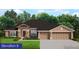 Charming single-story home featuring a three-car garage and manicured front lawn at 9461 Migue Cir, Port Charlotte, FL 33981