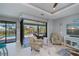 Living room with comfortable seating and a view of the pool and outdoor entertainment area at 13471 Chenille Dr, Port Charlotte, FL 33981