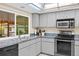 Well-lit kitchen with a stainless steel oven, sink with view of backyard, and ample counter space at 372 Cory St, Port Charlotte, FL 33953
