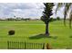 Expansive backyard with lush green grass, trees, and golf course in the distance at 3724 Bordeaux Dr, Punta Gorda, FL 33950