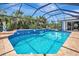 Inviting enclosed pool showcasing a waterfall feature and manicured greenery at 421 Strasburg Dr, Port Charlotte, FL 33954