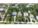 An aerial view showcases homes with screened pools amid lush greenery at 2131 Heasley Rd, Englewood, FL 34223