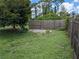 Spacious backyard with a concrete slab and wooden fence, offering a private and functional outdoor space at 4823 Foxhall Rd, North Port, FL 34288