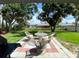 Inviting backyard with a patio dining set and lush green grass at 4854 Flamlau Ave, North Port, FL 34287