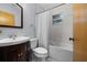 Bathroom featuring vanity, mirror and shower-tub combo at 879 E Seminole Dr, Venice, FL 34293