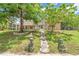 A spacious backyard with mature trees and screened in patio, ready for recreation at 17125 Canary Ln, Port Charlotte, FL 33948