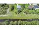 Aerial view of property highlighting the home, pool, landscaping, and lot boundaries on a verdant parcel at 1722 Amnesty Dr, North Port, FL 34288