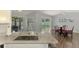Kitchen sink and countertop overlooking the dining room and the swimming pool outside at 4038 Corydon Ave, North Port, FL 34286