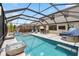 The screened-in pool and spa, complete with basketball hoop and comfortable seating, perfect for relaxation and recreation at 11105 Balfour E St, Venice, FL 34293