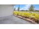 Enclosed patio overlooking the pond and manicured backyard at 16848 Canopy Garden Dr, Port Charlotte, FL 33953