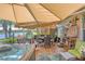 Enjoy the covered lanai with outdoor kitchen and water views at 1775 Scarlett Ave, North Port, FL 34289
