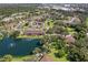 Aerial view of the complex with lush landscaping, convenient parking, and a peaceful pond, showcasing the community's appeal at 19505 Quesada Ave # Vv201, Port Charlotte, FL 33948