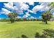 Picturesque view of the lush golf course showcasing the pristine green fairway lined with mature trees and clear blue skies at 26254 Stillwater Cir, Punta Gorda, FL 33955