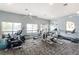 A well-equipped fitness center features modern exercise machines, ceiling fans, and bright windows for an enjoyable workout experience at 26254 Stillwater Cir, Punta Gorda, FL 33955