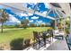 Relaxing lanai with scenic golf course backdrop and comfortable seating arrangement at 26254 Stillwater Cir, Punta Gorda, FL 33955