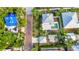 Aerial view of a charming home with a pool and lush greenery, near a brick road at 415 W Marion Ave, Punta Gorda, FL 33950