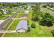 Aerial view of a single-Gathering home with a green lawn and mature trees at 6540 Kenwood Dr, North Port, FL 34287