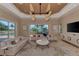 Bright living room with ceiling fan, and water views at 17509 Ohara Dr, Port Charlotte, FL 33948