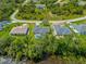 Aerial view of backyard pool and landscaping at 2455 Jacoby Cir, North Port, FL 34288