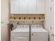 Well-organized laundry room features side-by-side washer and dryer and ample storage at 2712 Arugula Dr, North Port, FL 34289