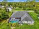Aerial view of screened pool and spa in lush backyard setting at 6444 Alhambra Ave, North Port, FL 34291