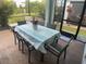 Screened lanai with dining table and chairs, providing a cozy outdoor dining area at 25228 E Lenox Cir, Punta Gorda, FL 33950