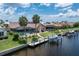 Enjoy outdoor living with a screened pool, private dock, boat lift and water access on a sunny day at 2814 La Mancha Ct, Punta Gorda, FL 33950