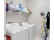 Laundry room equipped with a washer, dryer, and shelving for storage at 4180 Lenox Blvd, Venice, FL 34293