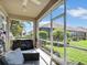 Relaxing screened patio with seating and a view of the well-maintained backyard at 4180 Lenox Blvd, Venice, FL 34293