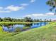 Scenic view of a tranquil pond surrounded by lush greenery and a clear blue sky at 4180 Lenox Blvd, Venice, FL 34293