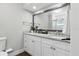 Well-lit bathroom showcasing a granite countertop vanity with sink and mirror at 5052 Kingsley Rd, North Port, FL 34287