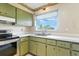 Close up of the kitchen sink and countertop with a view to the outdoors at 6196 Mayberry Ave, North Port, FL 34287