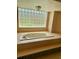 Relaxing bathroom featuring a large tub under a glass block window, offering natural light and privacy at 214 Castile Ct, Punta Gorda, FL 33983