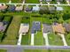 Aerial view of the home with a sparkling pool surrounded by green lawns at 260 Rotonda E Blvd, Rotonda West, FL 33947