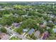 This is an aerial view of a residential neighborhood with tree-lined streets and well-maintained homes at 2626 E 38Th Ave, Tampa, FL 33610