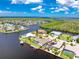 A beautiful waterfront home featuring a lush lawn, a pool, and a private dock at 4142 Reif Ct, Port Charlotte, FL 33981