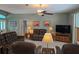 Cozy living room with tiled floors, comfortable seating, and a television for entertainment at 2969 Wells Ave, North Port, FL 34286