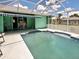 The fenced-in pool with an awning provides refreshing relaxation at 2969 Wells Ave, North Port, FL 34286