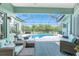 Screened patio with plenty of seating for relaxing and a beautiful view of the pool at 9954 Audrey St, Port Charlotte, FL 33981