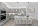 Modern kitchen featuring stainless steel appliances, gray cabinetry and pendant lighting at 16336 Preservation Blvd, Punta Gorda, FL 33982