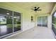 Covered patio area, complete with ceiling fan and access to the backyard through sliding glass doors at 5260 Jessamine Ave, North Port, FL 34291