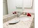 Bathroom with granite countertop, single sink, and mirror at 133 Wahoo Dr, Rotonda West, FL 33947