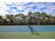 Well-maintained tennis court surrounded by palm trees and greenery at 10420 Coral Landings Ln # 115, Placida, FL 33946