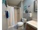 Bathroom with shower stall, toilet and vanity at 8934 Gulf St, Placida, FL 33946