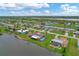Aerial view showcasing a community of waterfront homes with private pools at 76 Caddy Rd, Rotonda West, FL 33947