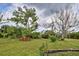 Landscaped backyard with mature trees and a tranquil atmosphere at 110 S Oxford Dr, Englewood, FL 34223