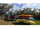 Variety of colorful kayaks neatly stored on a rack at 139 Jose Gaspar Dr # 139, Englewood, FL 34223