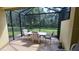 Spacious screened patio with seating area and view of backyard at 13524 Abercrombie Dr, Englewood, FL 34223