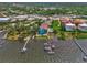 Aerial view of waterfront building and boat docks at 53 W Bay Heights Rd # 205, Englewood, FL 34223